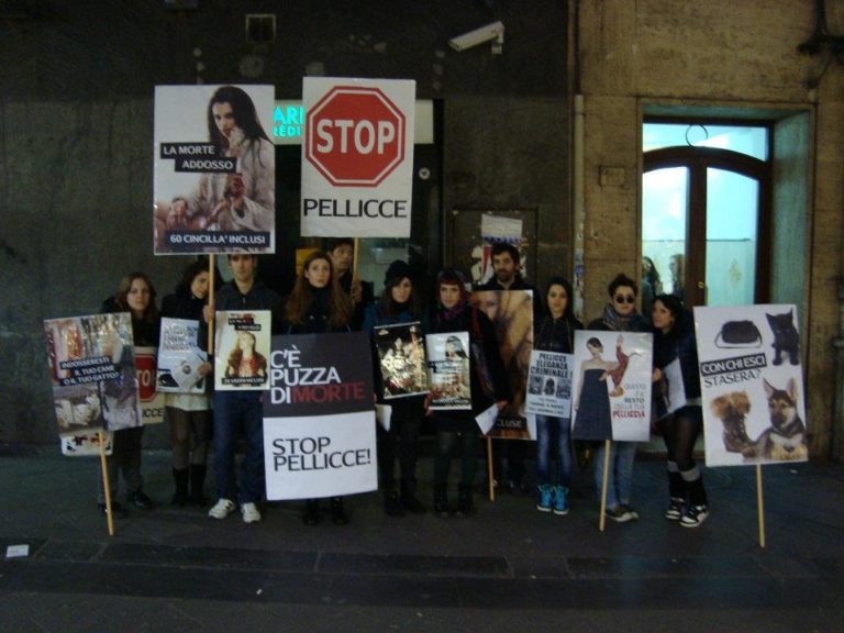 Stop pellicce, azione Veg in via Chiaia