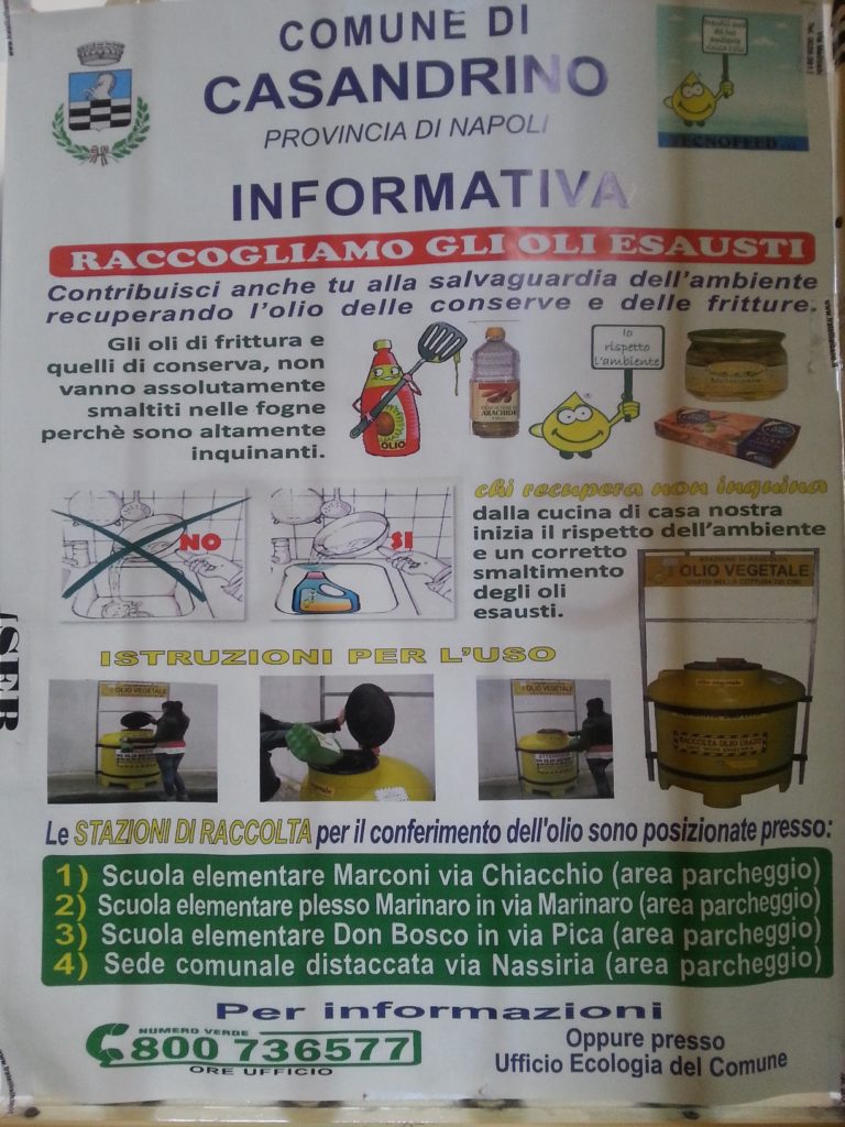 Casandrino: nuove stazioni di raccolta per gli oli esausti