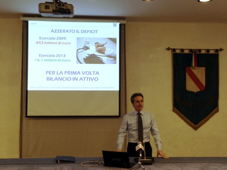 Sanità, Caldoro: deficit azzerato e utile di 6,1 milioni