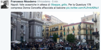 Grillo a Napoli, Nicodemo su twitter: “Sono 178 compreso Donna Concetta al balcone”