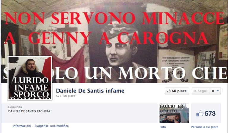 Pagina choc su facebook “De Santis infame sei solo un morto che cammina”. 500 i mi piace