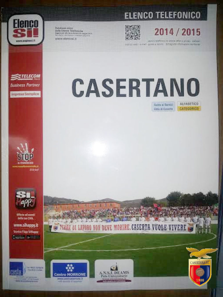 La Casertana sulla copertina dell’elenco ‘Pagine Si’