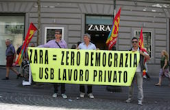L’Usb in presidio al Vomero per il diritto alla rappresentanza dei lavoratori Zara