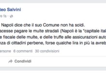 La stronzata del giorno di Matteo Salvini: i napoletani sono truffatori