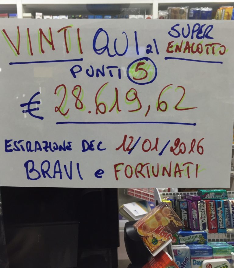 Aversa: nuova vincita al Vizietto di via D’Acquisto, centrato un 5 al Superenalotto