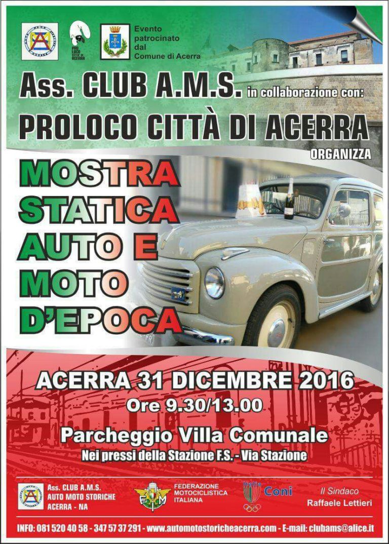 Acerra: San Silvestro con l’esposizione di auto e moto storiche