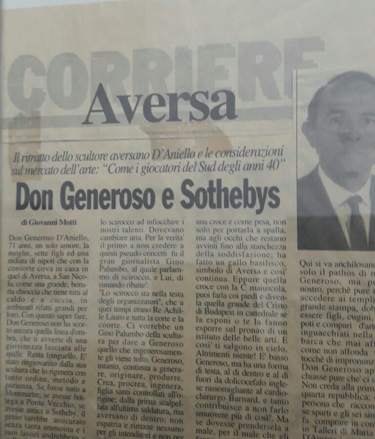 Aversa, morto lo scultore Generoso d’Aniello