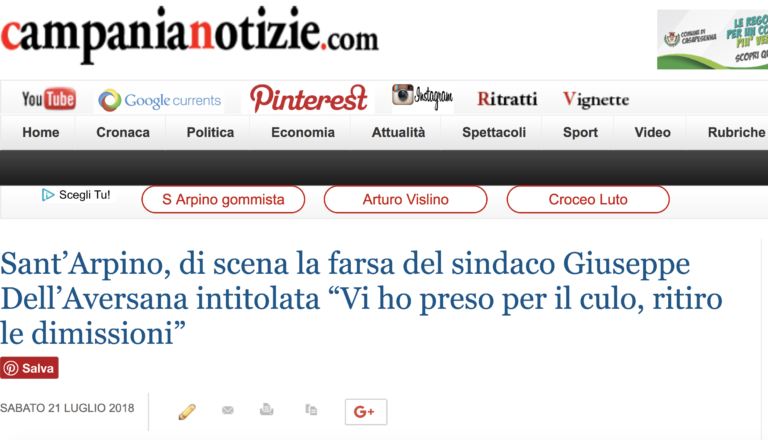 Sant’Arpino: il sindaco Giuseppe Dell’Aversana ritira le dimissioni, figuraccia annunciata. Infangate politica e legalità. E le fioriere abusive restano in strada