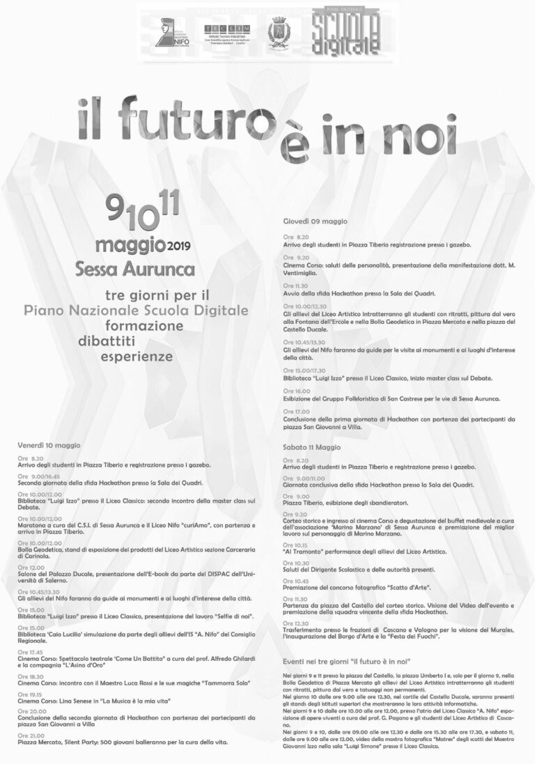 “Il futuro è in noi”, tre giorni dedicati all’imprenditorialità digitale all’istituto Nifo di Sessa Aurunca: raffica di iniziative