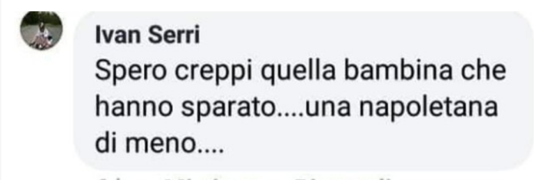 Follia social, tifoso del Cagliari augura la morte alla piccola Noemi dopo la gara con il Napoli