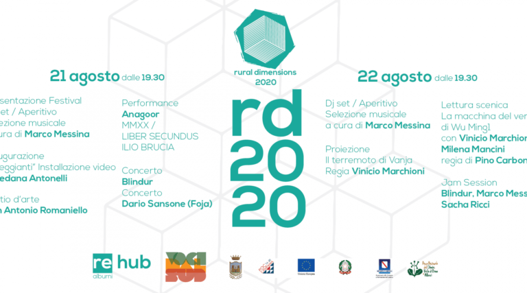 Tutto pronto per l’edizione 2020 del festival ‘Rural Dimensions’. Si parte il 21 agosto nel cuore del Parco Nazionale del Cilento