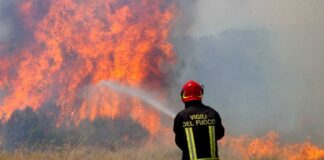 Incendio sulla Provinciale 334, fiamme ai bordi della carreggiata in prossimità di Castel Volturno