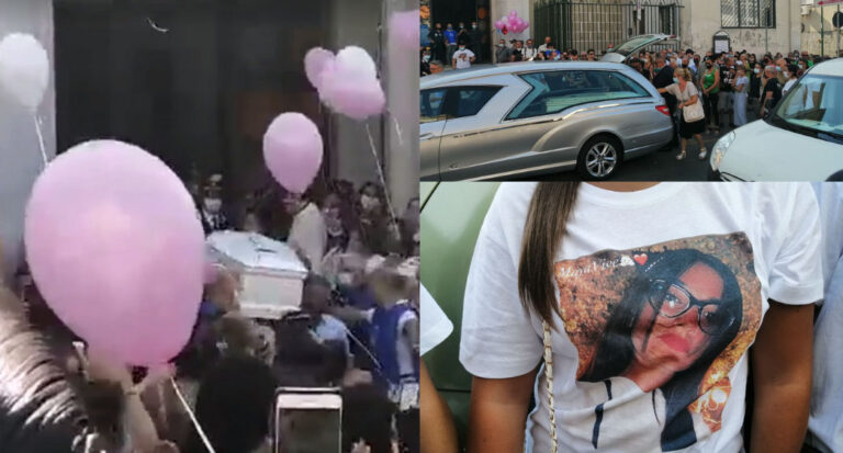 Napoli: fiori, palloncini e maxi ritratti per l’ultimo saluto a Maya, centinaia di persone in lacrime