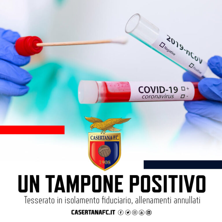Tesserato della Casertana positivo al coronavirus, annullate le sedute di allenamento