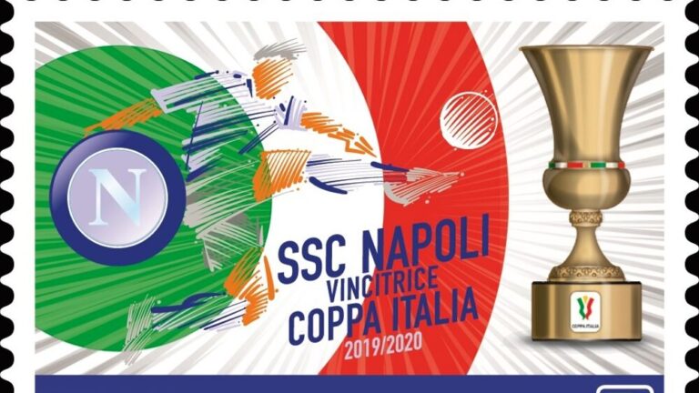 Poste Italiane ha emesso un francobollo celebrativo della vittoria del Napoli in Coppa Italia