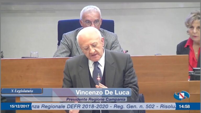 Il presidente De Luca: “Ecco i miei cinque punti per il rilancio definitivo della Campania!”