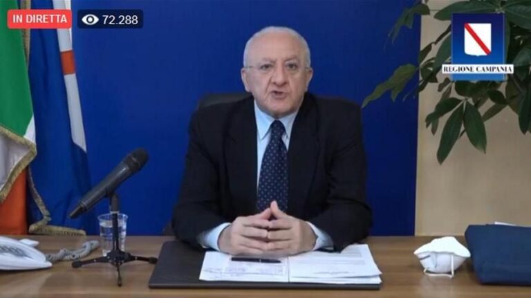 L’appello di De Luca ai campani: “Senza rigore ci sarebbero conseguenze drammatiche!”
