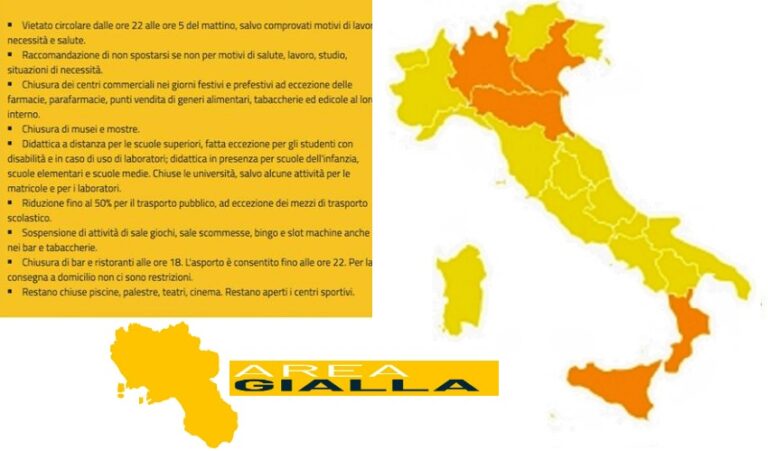 Da lunedì Campania zona gialla fino al 15 gennaio. Oggi e domani zona arancione