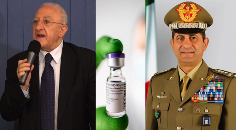 De Luca a Figliuolo: “Il dato è che mancano i vaccini, a quando una risposta a questo?”