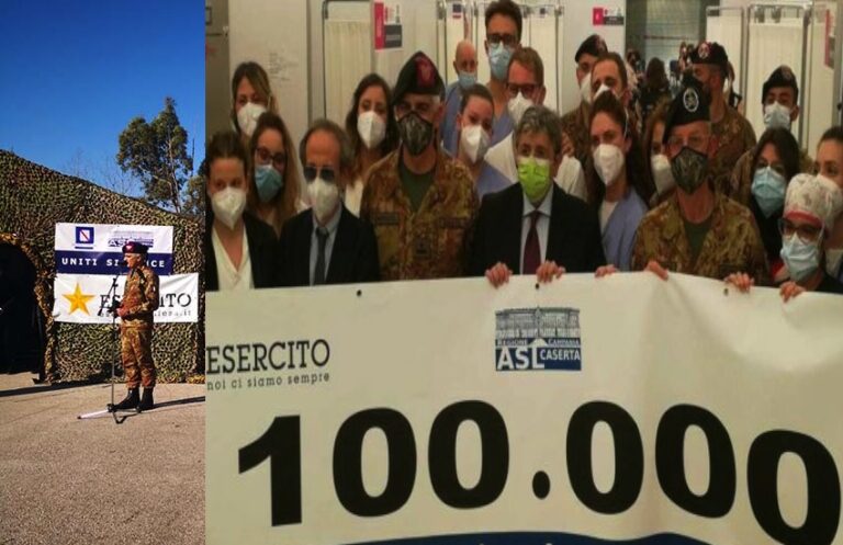 All’hub della Brigata Garibaldi di Caserta raggiunte le centomila vaccinazioni in due mesi