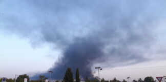 Incendio in una fabbrica di caffè di San Marco Evangelista, enorme colonna di fumo nero. Decine di vigili del fuoco al lavoro per domare le fiamme