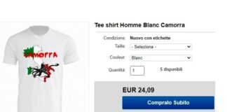 Incredibile, maglietta che ‘celebra’ la camorra in vendita su Ebay