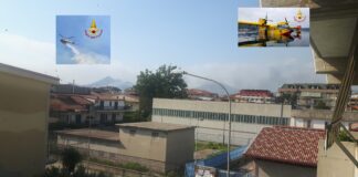 Ancora fumo denso dal Monte Tifata: almeno tre i focolai da fronteggiare, in azione un Canadair ed un elicottero. Fiamme anche in via Regalone a Casagiove