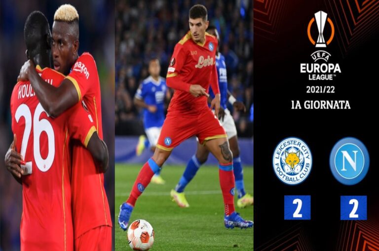 Un Napoli sprecone ‘impone’ il pareggio casalingo al Leicester: 2 a 2