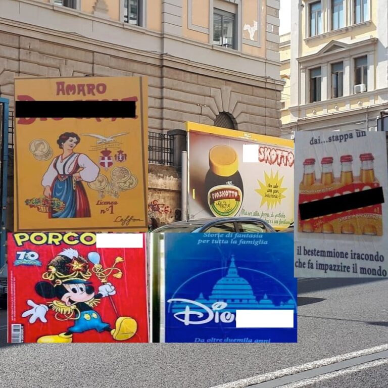 Manifesti blasfemi per le strade di Napoli, la direttrice del ‘Festival per la libertà di espressione’: “E’ una iniziativa non nostra!”