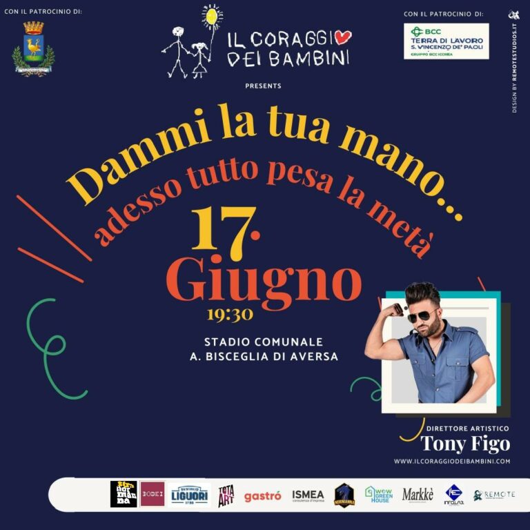 Aversa, al via la IV Edizione di “Dammi la tua mano, adesso tutta pesa la metà”: il 17 giugno allo stadio comunale