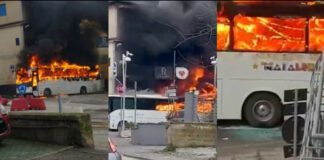 VIDEO CHOC Guerriglia prima del derby Paganese-Casertana, in fiamme il bus dei tifosi rossoblù