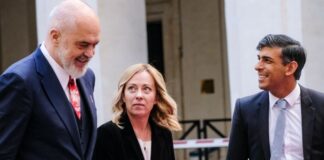 Incontro tra Meloni, Rama e Sunak: “Collaboriamo contro i trafficanti di uomini”