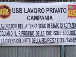 Aversa, dipendenti della Tekra in stato di agitazione. L’Usb Lavoro Privato: “Bomba ecologica, operatori a rischio. Ritorsioni e minacce verso chi si ribella”