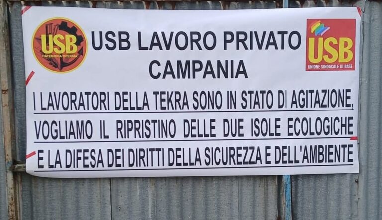 Aversa, dipendenti della Tekra in stato di agitazione. L’Usb Lavoro Privato: “Bomba ecologica, operatori a rischio. Ritorsioni e minacce verso chi si ribella”