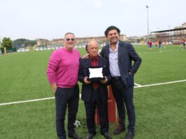 VIDEO Real Normanna-Casertana, festa dello sport al Bisceglia di Aversa: premiato il team manager Giuseppe De Michele