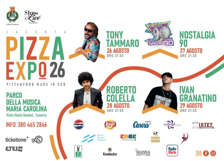 Caserta, XI edizione di Pizza Expo: divertimento e food di qualità si fondono al Parco della Musica Maria Carolina